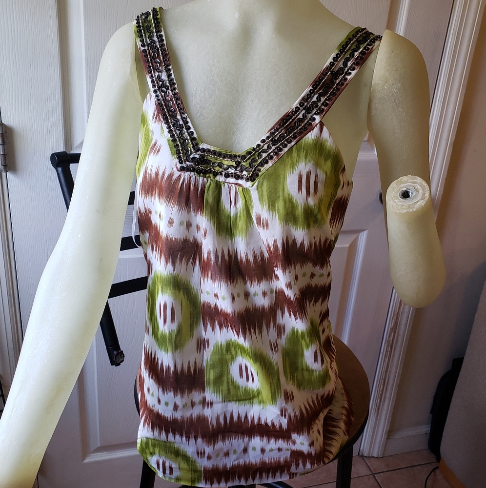 Trina Turk Womens Cotton Sequin straps tank top M
